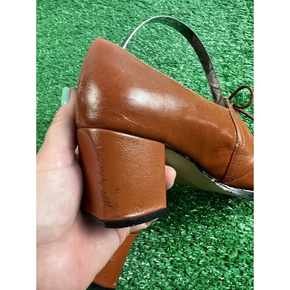 Vintage 1930\'s SZ 4 Women Erik Edwards Brown Leather Oxford Shoes Heels Scuffed